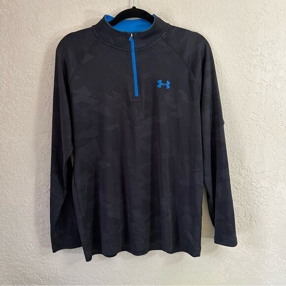 Under Armour Velocity 1/4 Zip Pullover Perforated Black Camo - Size Medium - Picture 4 of 9
